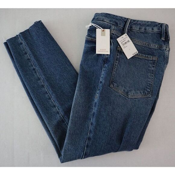 Good American Women's Sz 2/26 Blue Good Classic Raw Edge Ankle Jeans - Picture 9 of 10